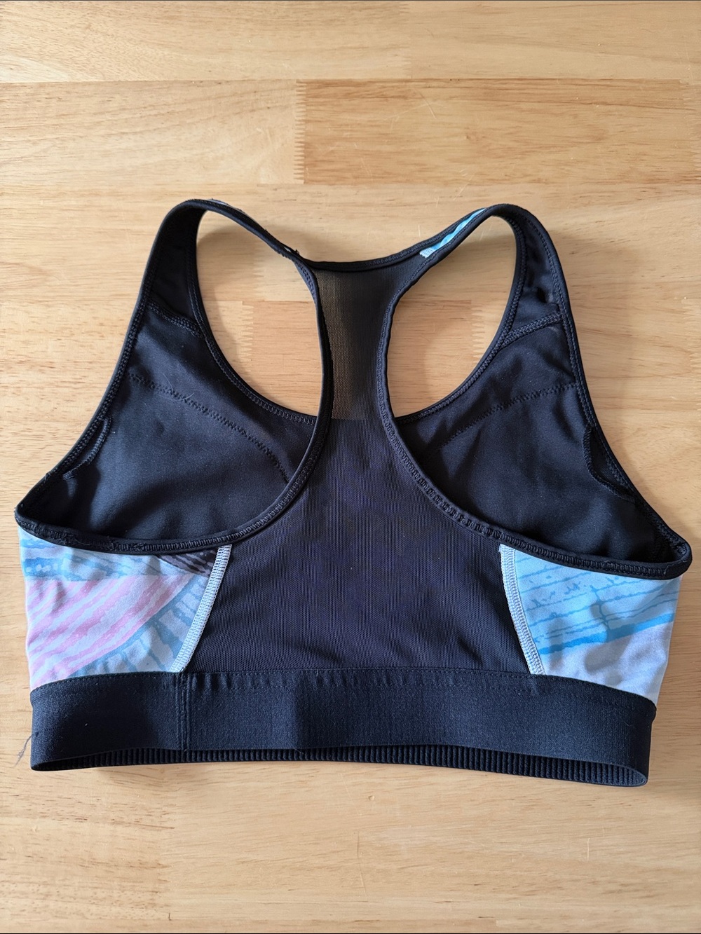 adidas Multicolor Blue Pink Abstract Racerback Sports Bra - Picture 2 of 2